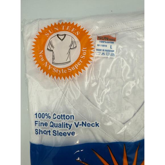 Sun Tees Mens V-Neck T-Shirt - 100% Cotton - Short Sleeve - Size L - Picture 2 of 3